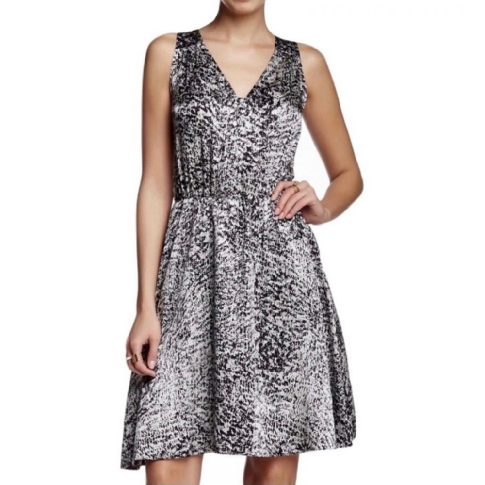 REBECCA TAYLOR SLEEVELESS PRINTED SILK MINI DRESS